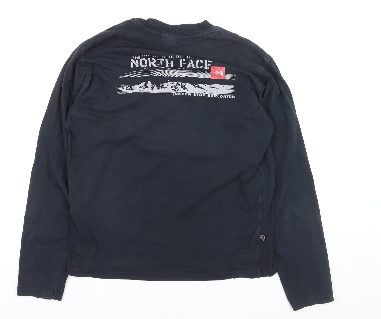 The North Face Men's Blue Long Sleeve Cotton Crew Neck Top M