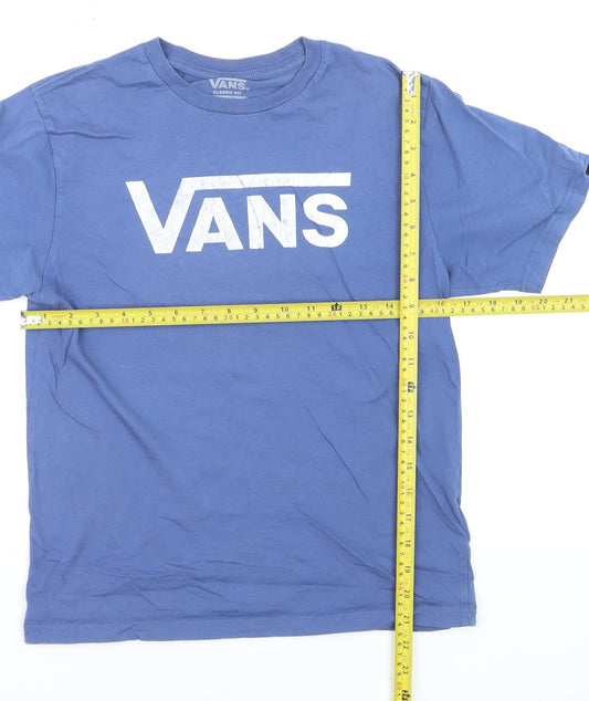 Vans Men's Blue Classic Fit T-Shirt Size L 100% Organic Cotton Logo