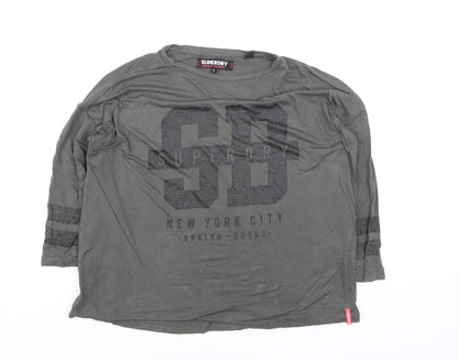 Superdry Boys Khaki Long Sleeve Graphic T-Shirt Size S