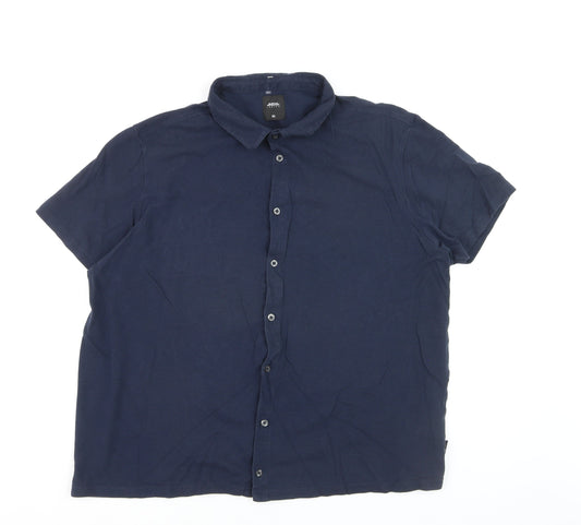 Burton Menswear London Men's Blue 2XL Short Sleeve Button-Up Shirt