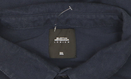 Burton Menswear London Men's Blue 2XL Short Sleeve Button-Up Shirt
