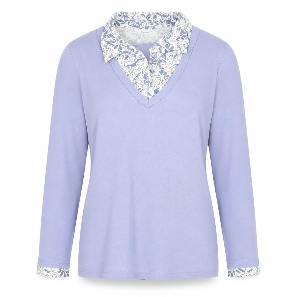 Damart Women’s Purple Long Sleeve V-Neck Button-Up Top Size 14/16