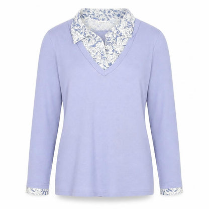 Damart Women’s Purple Long Sleeve V-Neck Button-Up Top Size 14/16