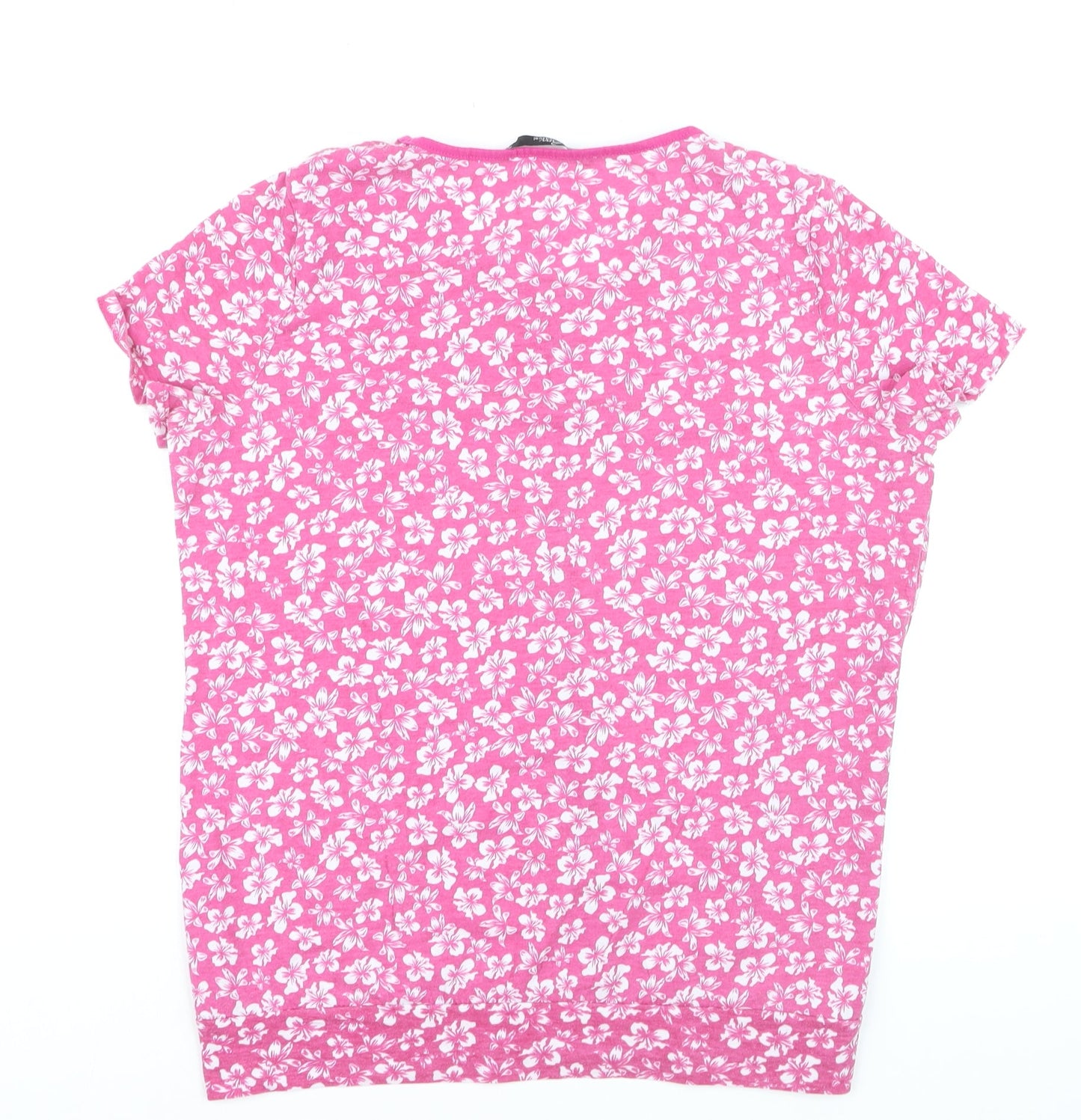 BM Casual Women's Pink Floral Button-Up Short Sleeve Top Size 14