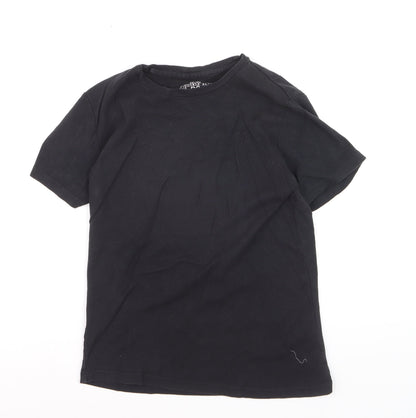 RRL Boys Black Cotton Crew Neck Short Sleeve Basic T-Shirt M