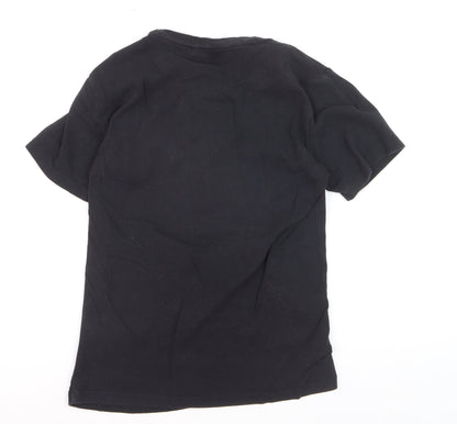 RRL Boys Black Cotton Crew Neck Short Sleeve Basic T-Shirt M