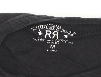 RRL Boys Black Cotton Crew Neck Short Sleeve Basic T-Shirt M