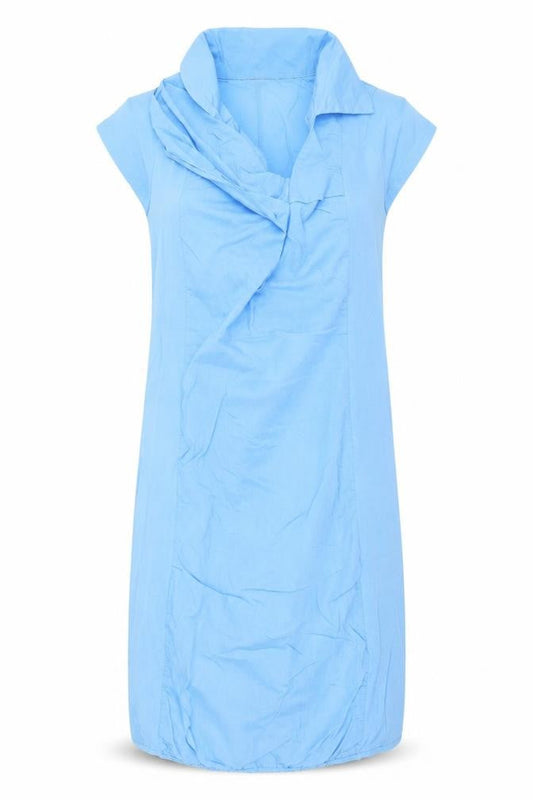 Sandwich Women’s Blue Cotton Shift Dress M Sleeveless Cowl Neck