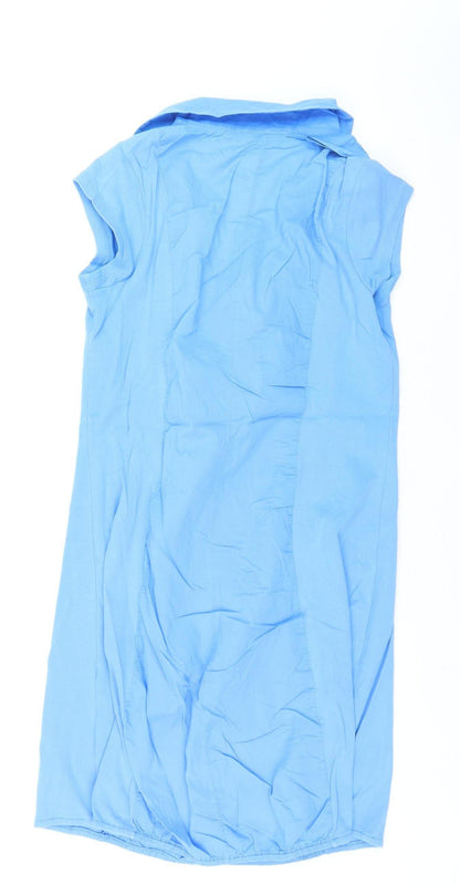 Sandwich Women’s Blue Cotton Shift Dress M Sleeveless Cowl Neck