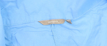 Sandwich Women’s Blue Cotton Shift Dress M Sleeveless Cowl Neck
