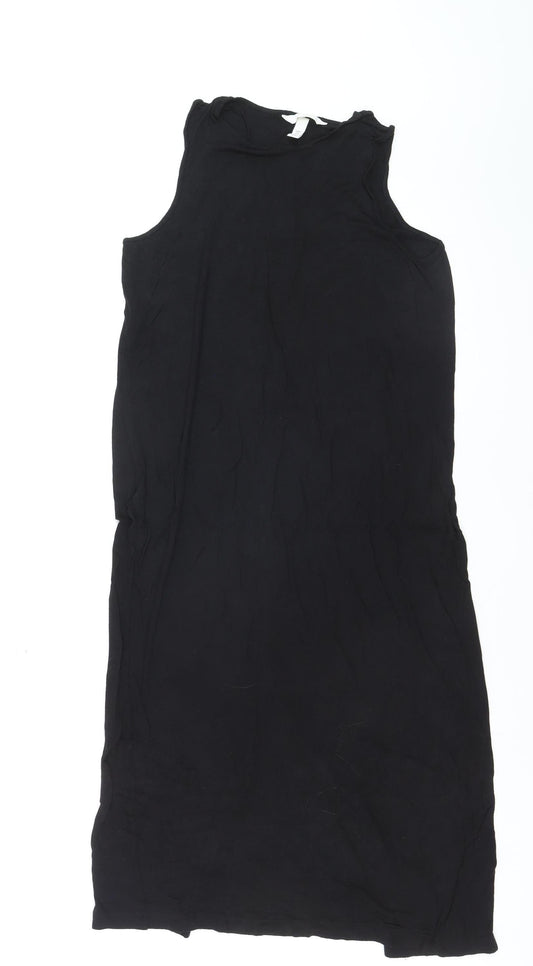 H&M Women’s Black Sleeveless Midi Slip Dress M Viscose