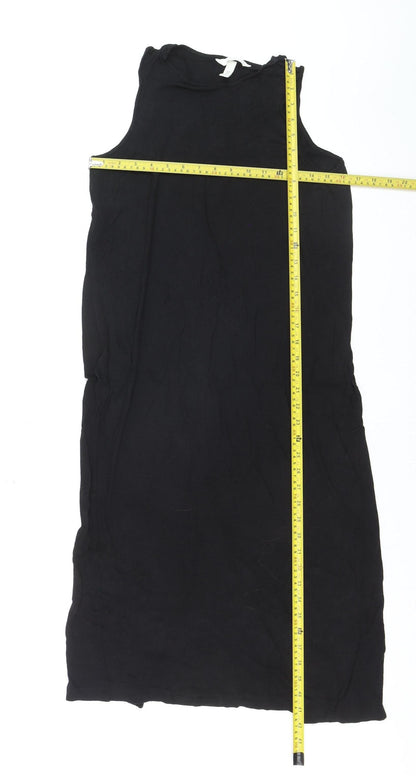 H&M Women’s Black Sleeveless Midi Slip Dress M Viscose