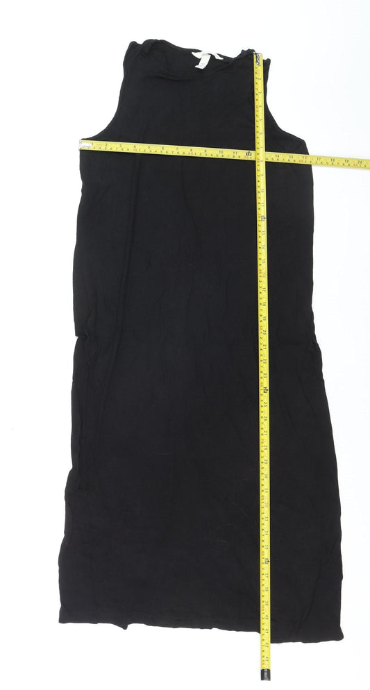 H&M Women’s Black Sleeveless Midi Slip Dress M Viscose