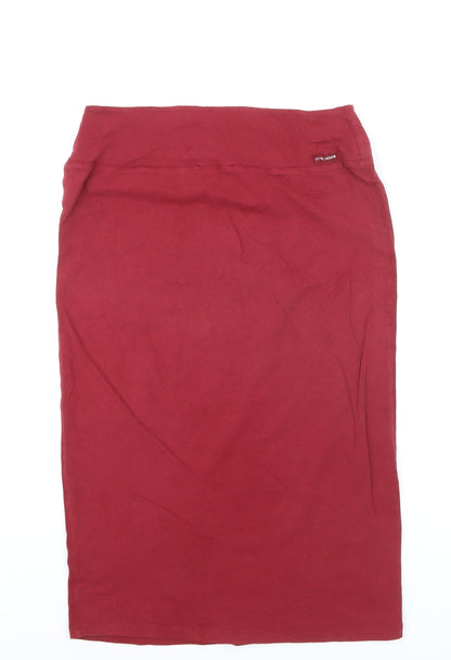 River Island Women’s Red Cotton Stretch Pencil Skirt Size 14