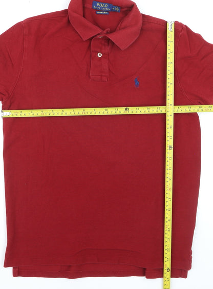 Ralph Lauren Men's Red Slim Fit Polo Shirt Size M Cotton