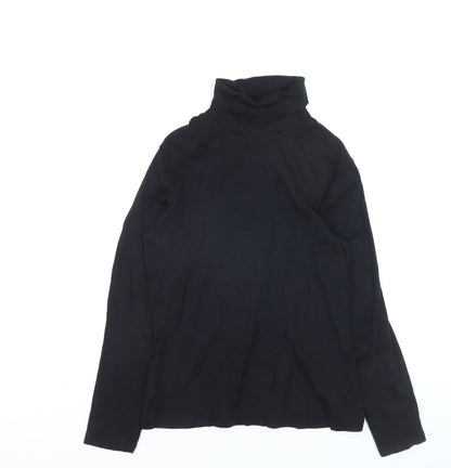 M&Co Women’s Black Cotton Roll Neck Long Sleeve Pullover Jumper Size 16