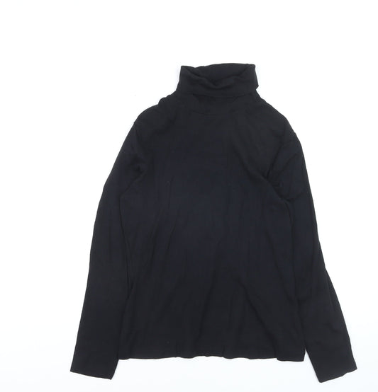 M&Co Women’s Black Cotton Roll Neck Long Sleeve Pullover Jumper Size 16