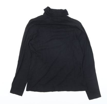 M&Co Women’s Black Cotton Roll Neck Long Sleeve Pullover Jumper Size 16