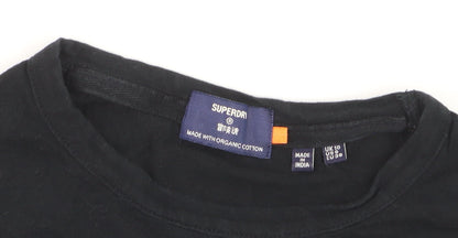 Superdry Men's Black Long Sleeve Organic Cotton Crew Neck Top Size M