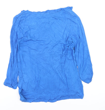 White Stuff Women's Blue Viscose Long Sleeve Blouse Size 10
