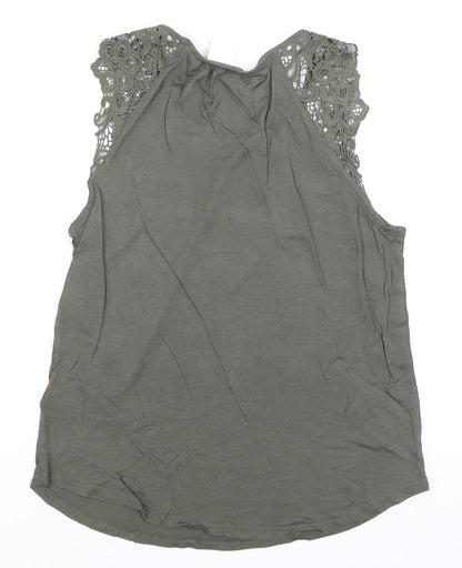 H&M Women's Green Crochet Trim Sleeveless Camisole Tank Top XS