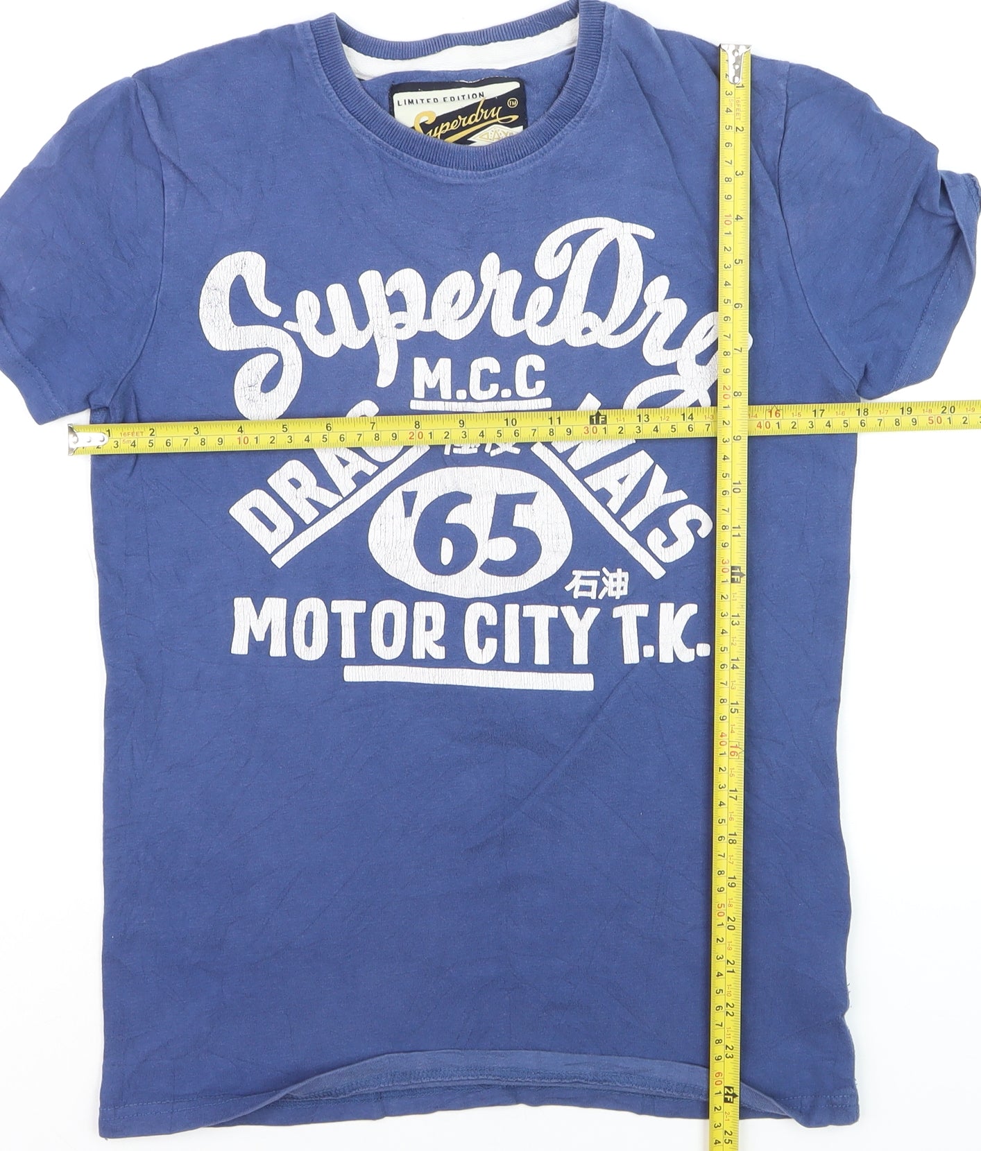 Superdry Men's Blue Graphic Print Slim Fit Crew Neck T-Shirt S