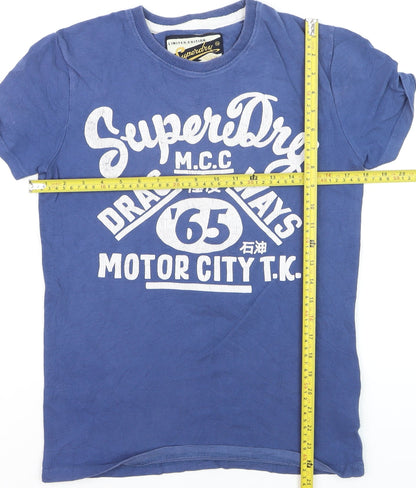 Superdry Men's Blue Graphic Print Slim Fit Crew Neck T-Shirt S