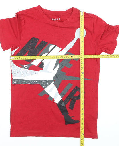 Nike Jordan Boys Red Graphic Logo T-Shirt 12-13 Years Short Sleeve Cotton