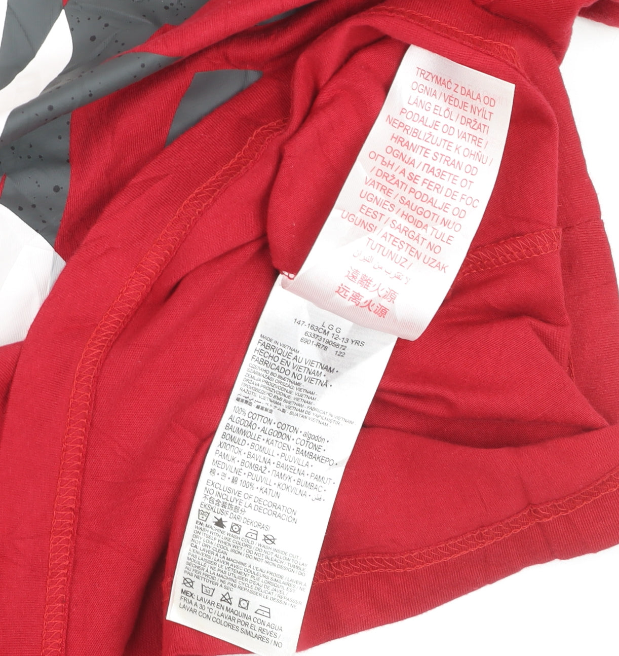 Nike Jordan Boys Red Graphic Logo T-Shirt 12-13 Years Short Sleeve Cotton