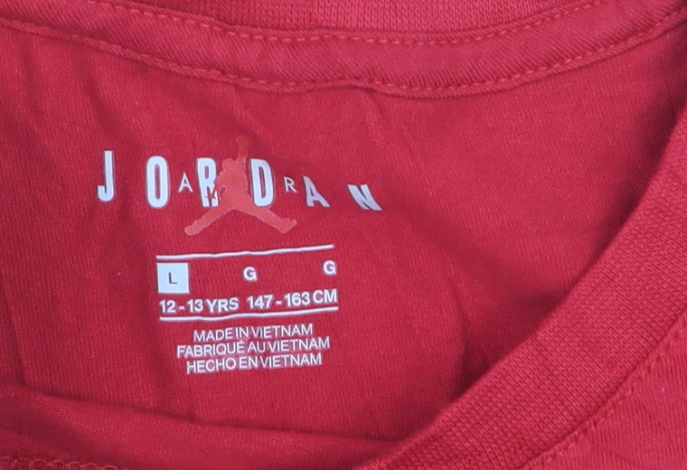 Nike Jordan Boys Red Graphic Logo T-Shirt 12-13 Years Short Sleeve Cotton