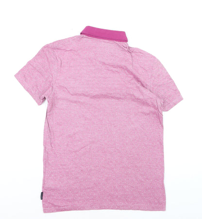 Ted Baker Men's Pink Geometric Print Cotton Polo Shirt M