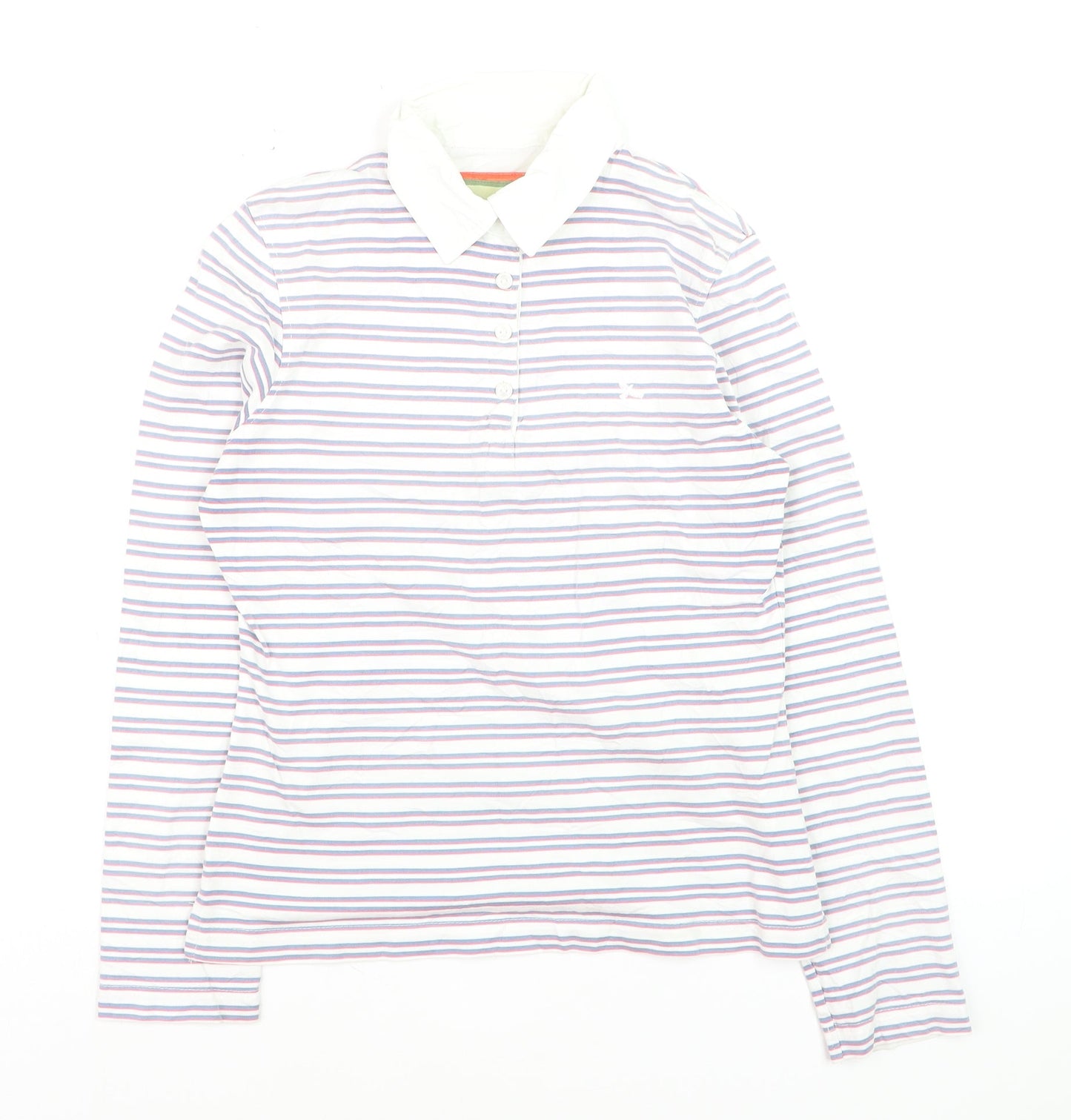Hawkshead Women’s Multicoloured Striped Cotton Long Sleeve Polo Shirt Size 12