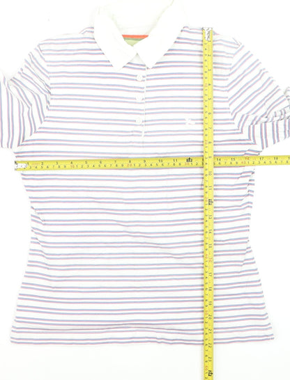 Hawkshead Women’s Multicoloured Striped Cotton Long Sleeve Polo Shirt Size 12