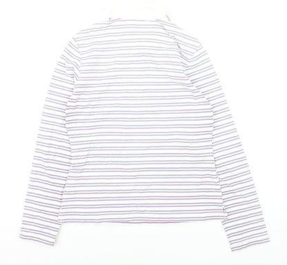 Hawkshead Women’s Multicoloured Striped Cotton Long Sleeve Polo Shirt Size 12