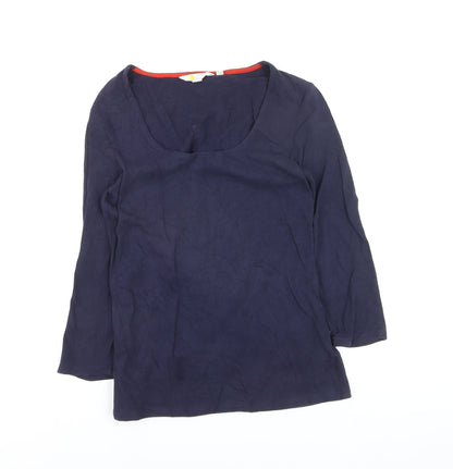 Boden Women Blue Scoop Neck 3/4 Sleeve Cotton Jersey Blouse UK 10