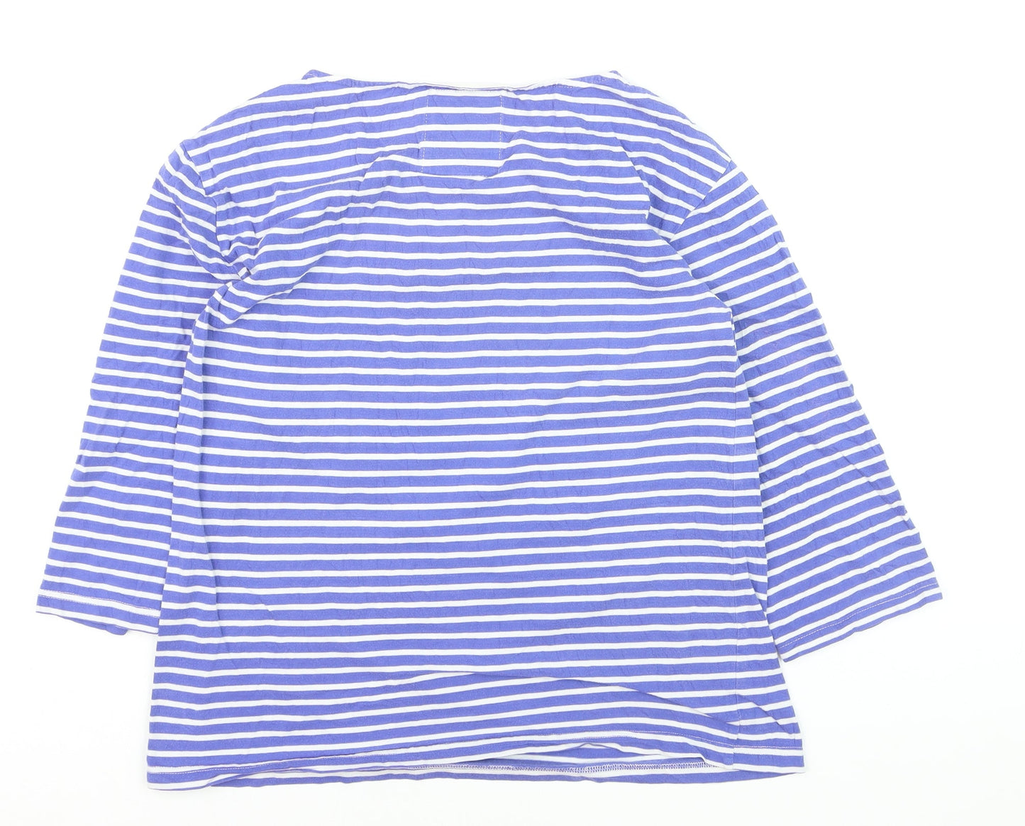 Mudd & Water Women Blue Striped 3/4 Sleeve Cotton Nautical Top Size 12