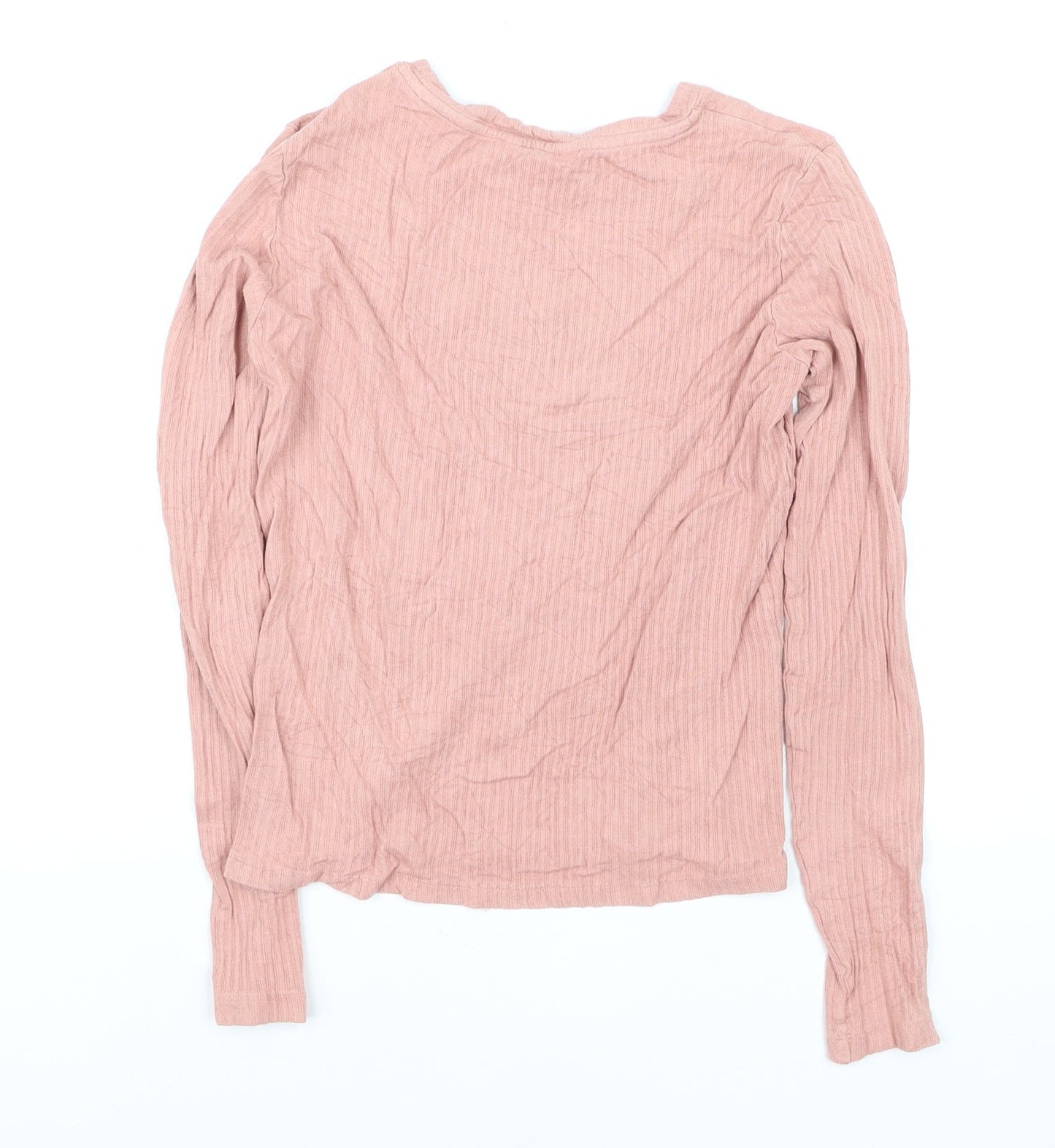 Monki Womens Pink Long Sleeve Crew Neck Basic Jersey Top Size 12