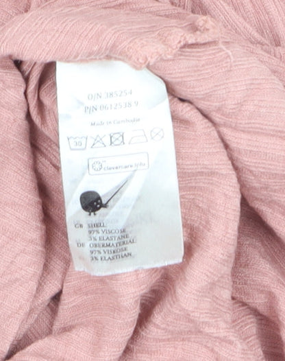 Monki Womens Pink Long Sleeve Crew Neck Basic Jersey Top Size 12
