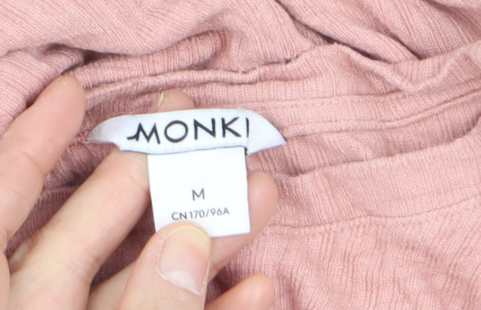 Monki Womens Pink Long Sleeve Crew Neck Basic Jersey Top Size 12