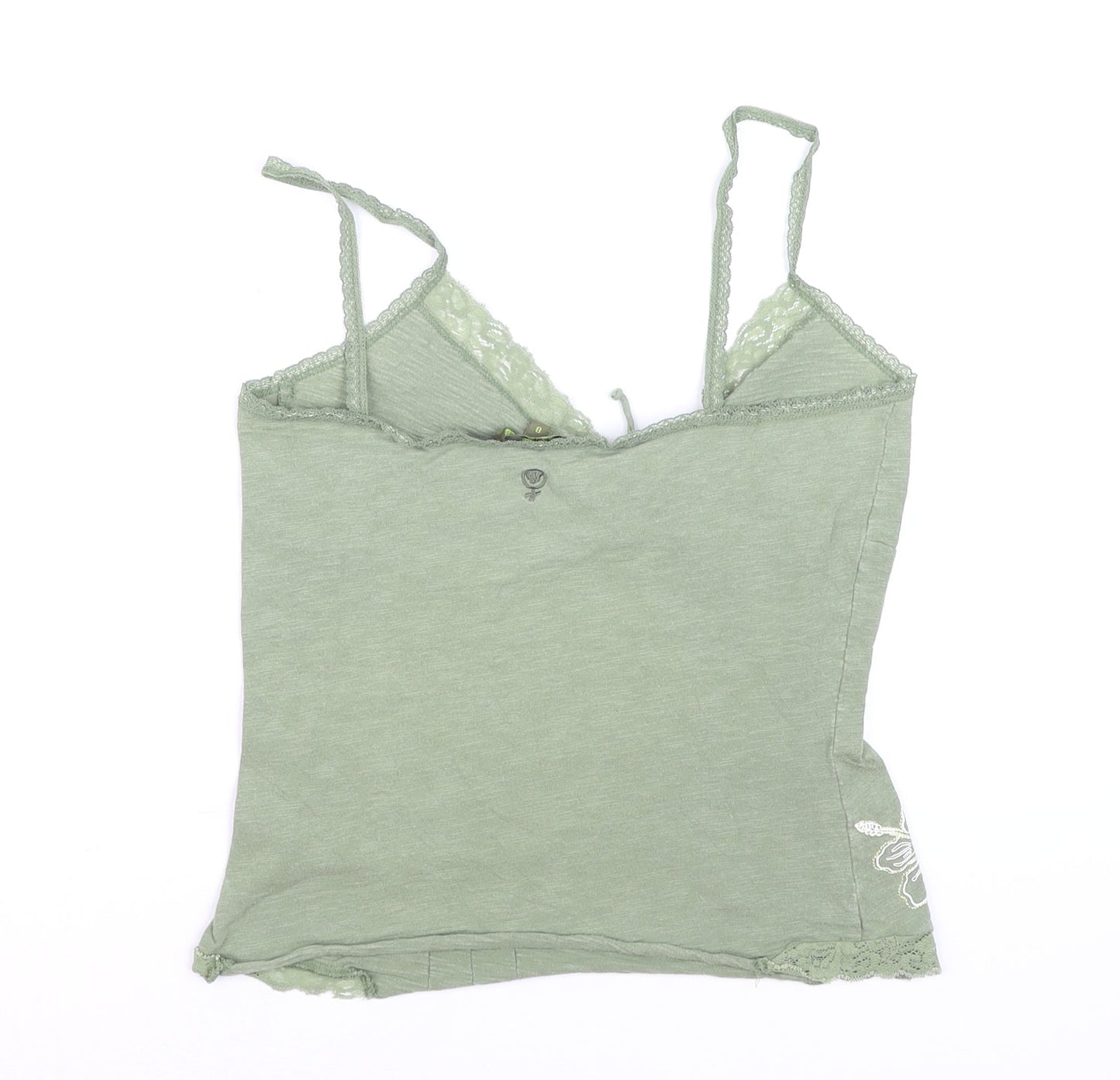 Fat Face Women's Green Lace Trim Cotton Camisole Tank Top Size S