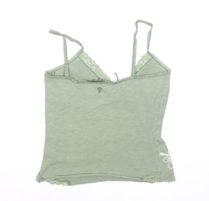 Fat Face Women's Green Lace Trim Cotton Camisole Tank Top Size S