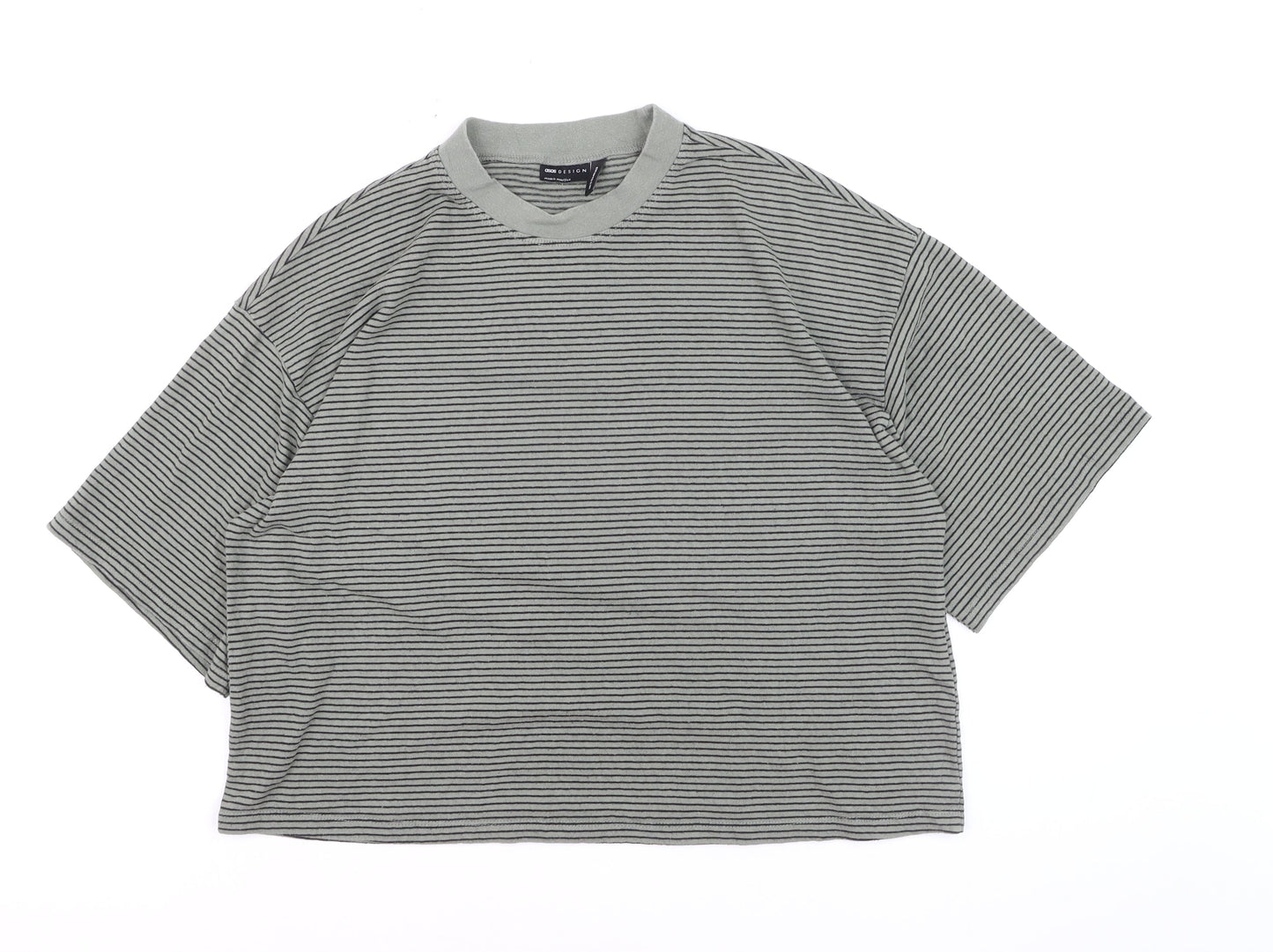 ASOS DESIGN Women Grey Striped Cropped T-Shirt Size 12