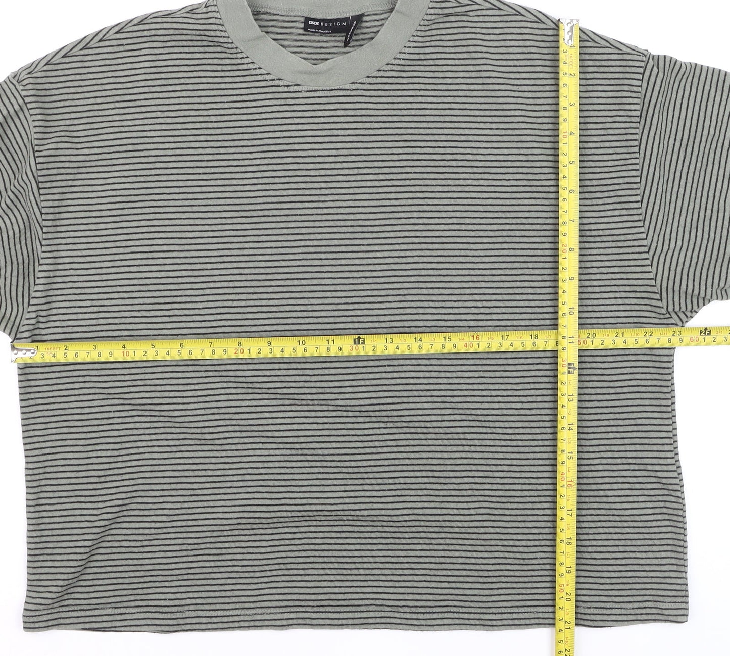 ASOS DESIGN Women Grey Striped Cropped T-Shirt Size 12