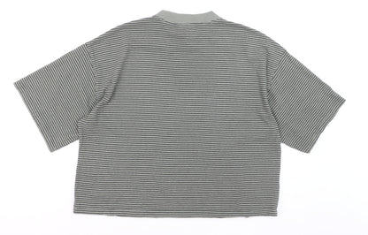 ASOS DESIGN Women Grey Striped Cropped T-Shirt Size 12