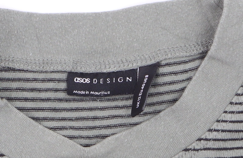 ASOS DESIGN Women Grey Striped Cropped T-Shirt Size 12