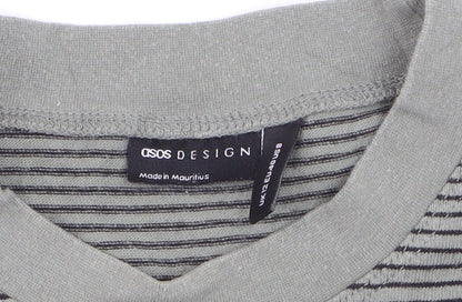 ASOS DESIGN Women Grey Striped Cropped T-Shirt Size 12