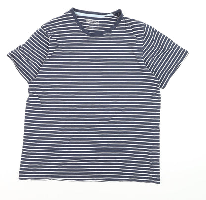 Mountain Warehouse Men's Blue Striped Cotton Crew Neck T-Shirt L