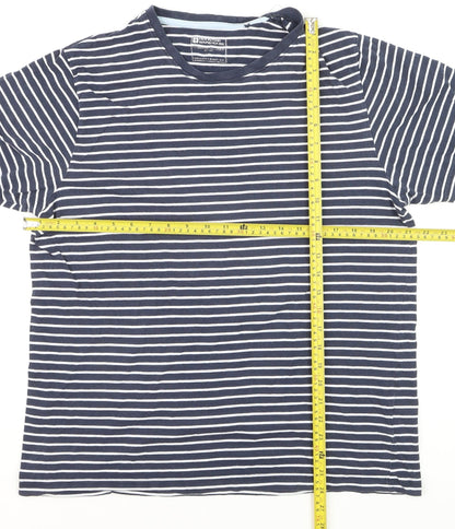 Mountain Warehouse Men's Blue Striped Cotton Crew Neck T-Shirt L