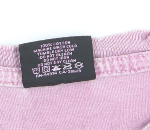 Stussy Men's Pink Graphic Print Cotton Crew Neck T-Shirt M