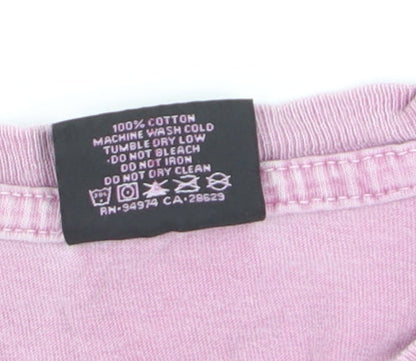 Stussy Men's Pink Graphic Print Cotton Crew Neck T-Shirt M